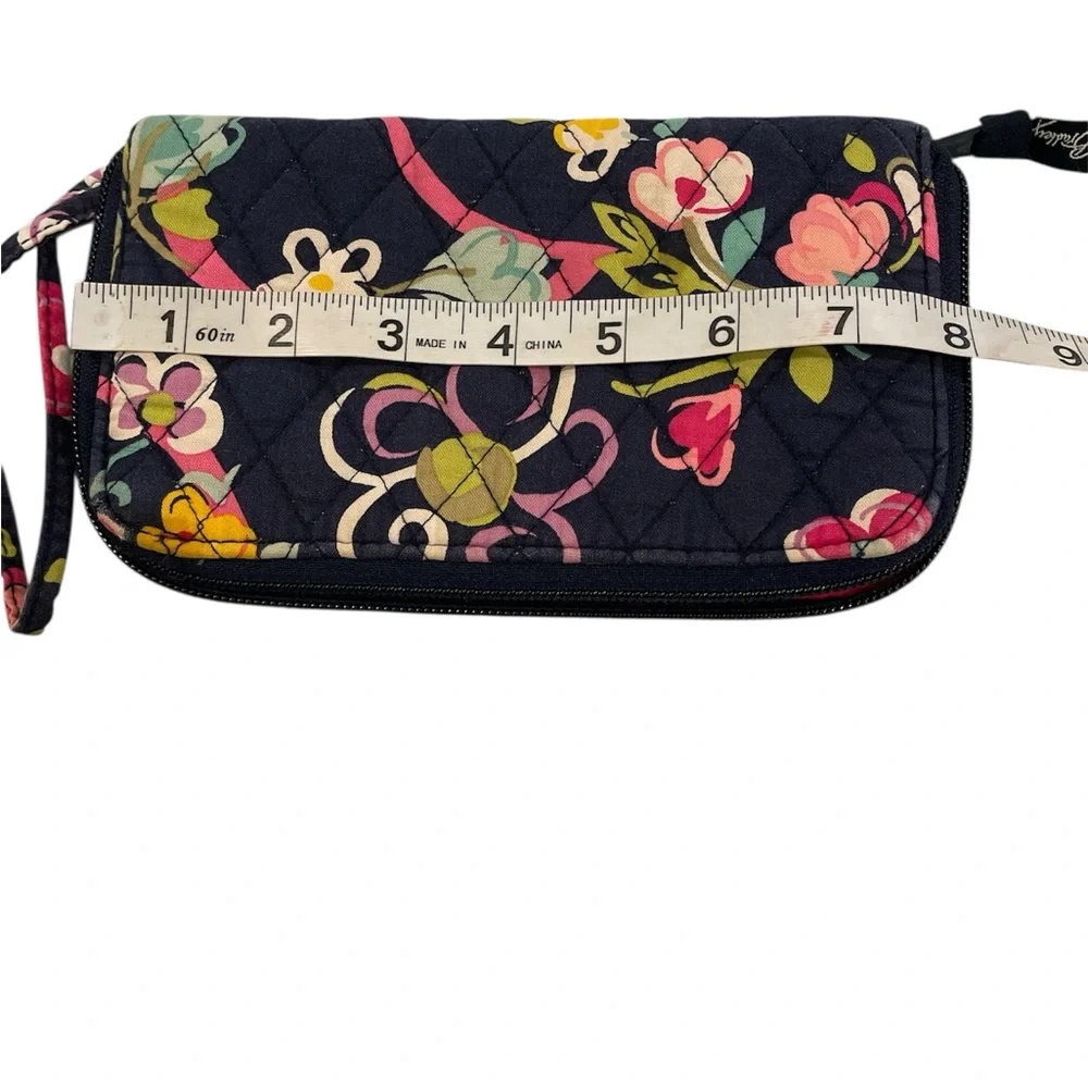 Vera Bradley Wristlet Wallet Navy Blue and Pink Floral